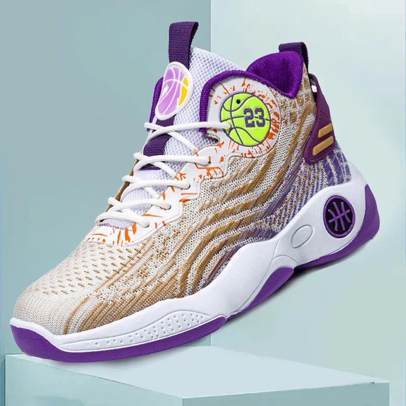 Men's High-Top Basketball Shoes - Breathable Mesh, Lightweight Injection Sole, Casual Sports Sneakers for Students & Athletes thumbnail 3