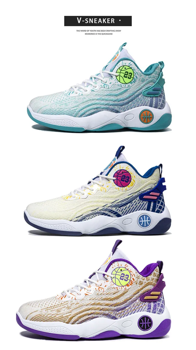 Men's High-Top Basketball Shoes - Breathable Mesh, Lightweight Injection Sole, Casual Sports Sneakers for Students & Athletes showcase 1