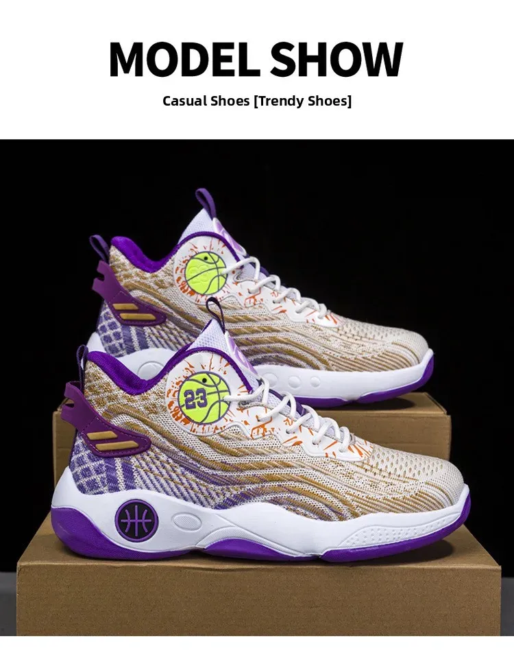 Men's High-Top Basketball Shoes - Breathable Mesh, Lightweight Injection Sole, Casual Sports Sneakers for Students & Athletes showcase 19