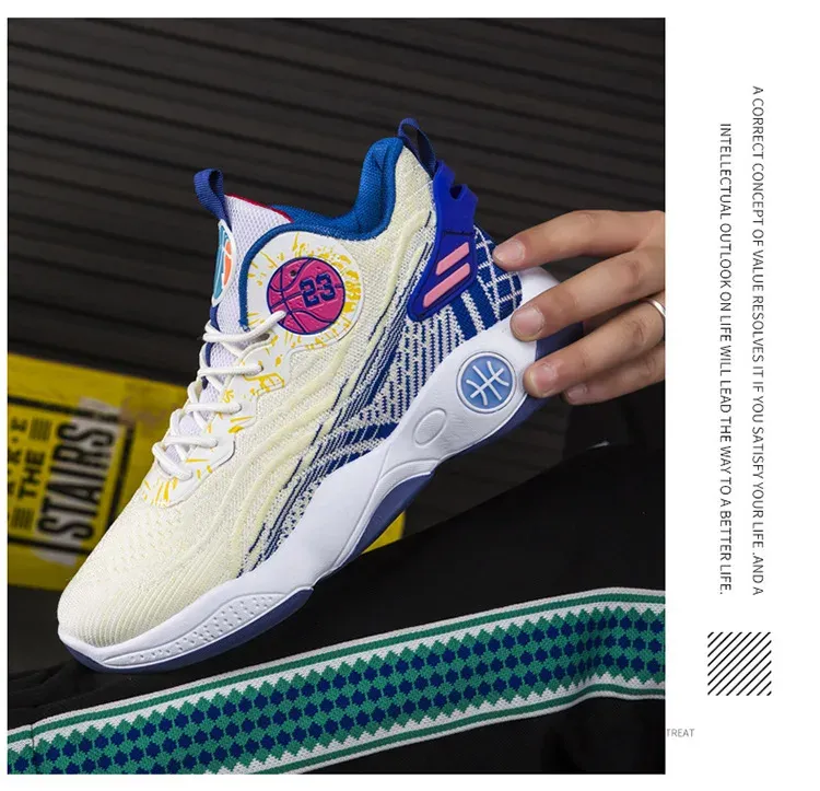 Men's High-Top Basketball Shoes - Breathable Mesh, Lightweight Injection Sole, Casual Sports Sneakers for Students & Athletes showcase 17