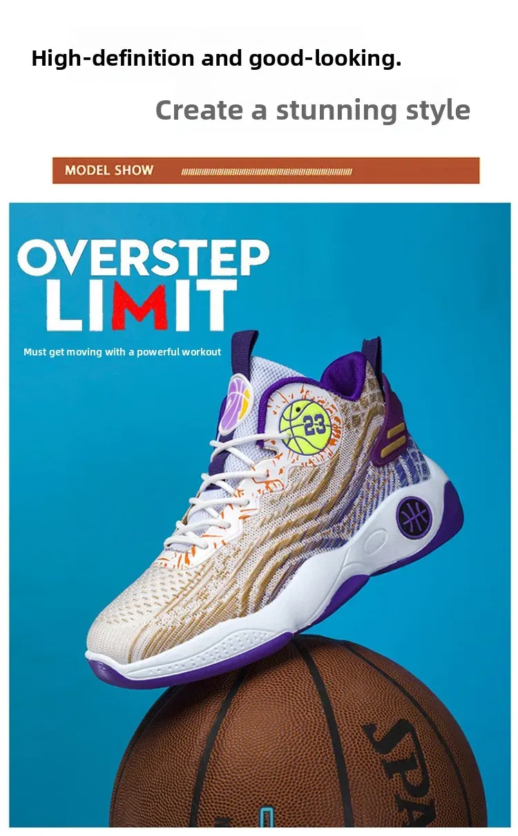 Men's High-Top Basketball Shoes - Breathable Mesh, Lightweight Injection Sole, Casual Sports Sneakers for Students & Athletes showcase 11