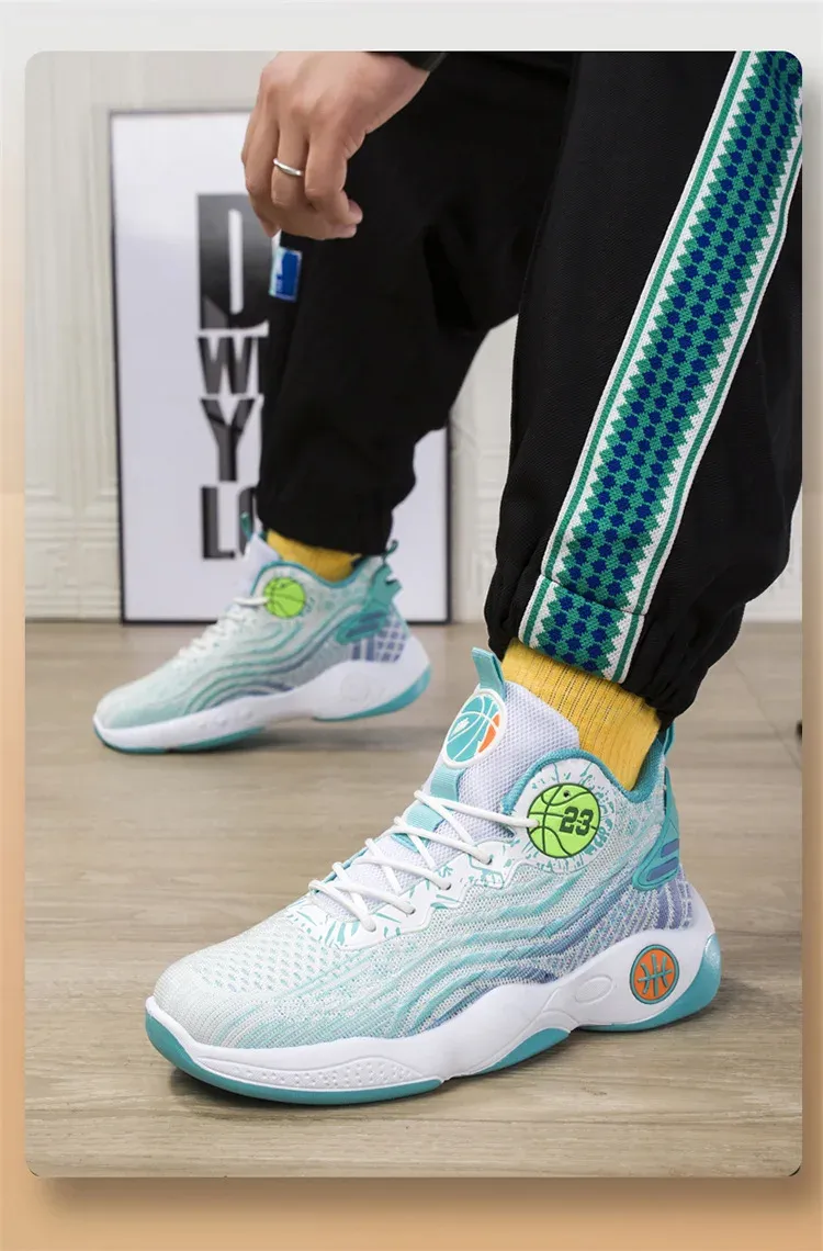Men's High-Top Basketball Shoes - Breathable Mesh, Lightweight Injection Sole, Casual Sports Sneakers for Students & Athletes showcase 15