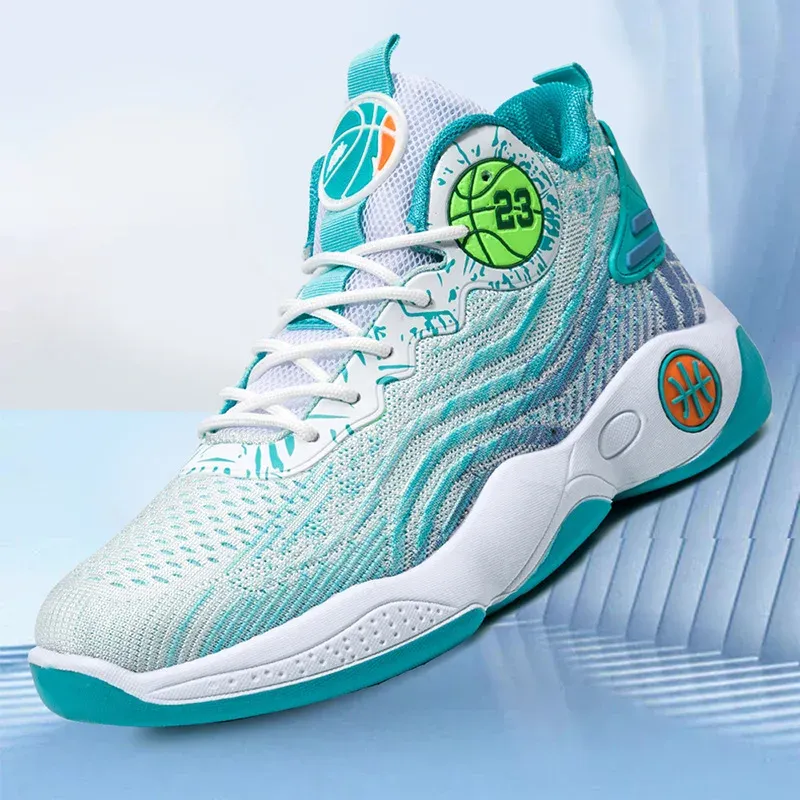 Men's High-Top Basketball Shoes - Breathable Mesh, Lightweight Injection Sole, Casual Sports Sneakers for Students & Athletes thumbnail 2