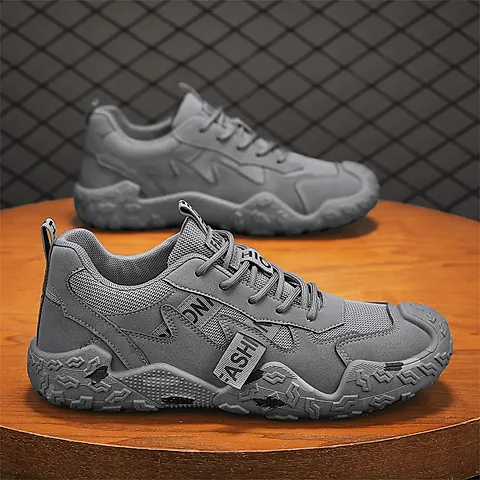 Men's Breathable Mesh Casual Work Sports Shoes - Low Cut Round Toe, Comfortable PVC Outsole, Fashionable Outdoor Climbing Sneakers for Spring/Summer/Autumn