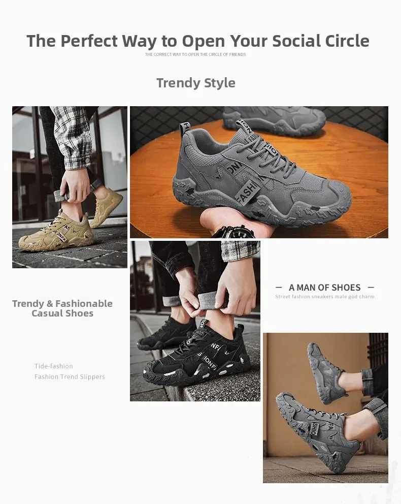 Men's Breathable Mesh Casual Work Sports Shoes - Low Cut Round Toe, Comfortable PVC Outsole, Fashionable Outdoor Climbing Sneakers for Spring/Summer/Autumn showcase 2