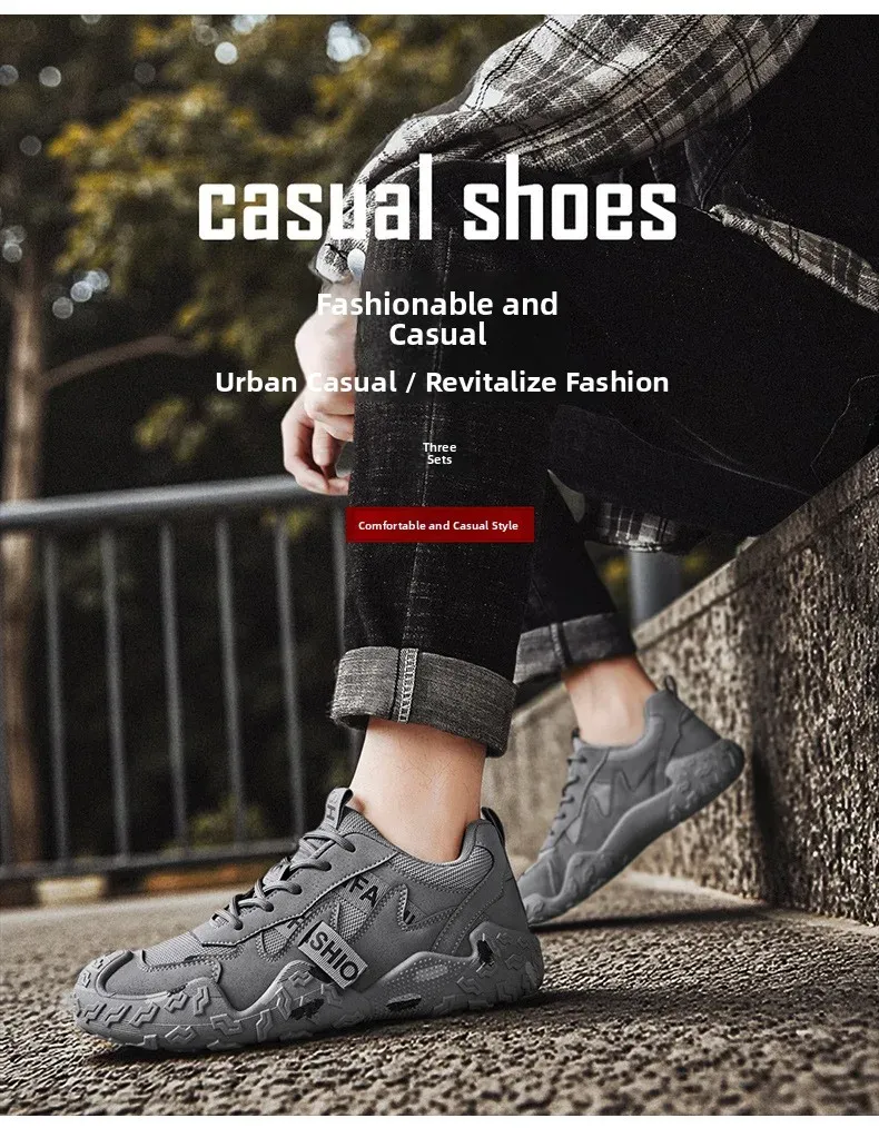 Men's Breathable Mesh Casual Work Sports Shoes - Low Cut Round Toe, Comfortable PVC Outsole, Fashionable Outdoor Climbing Sneakers for Spring/Summer/Autumn showcase 4