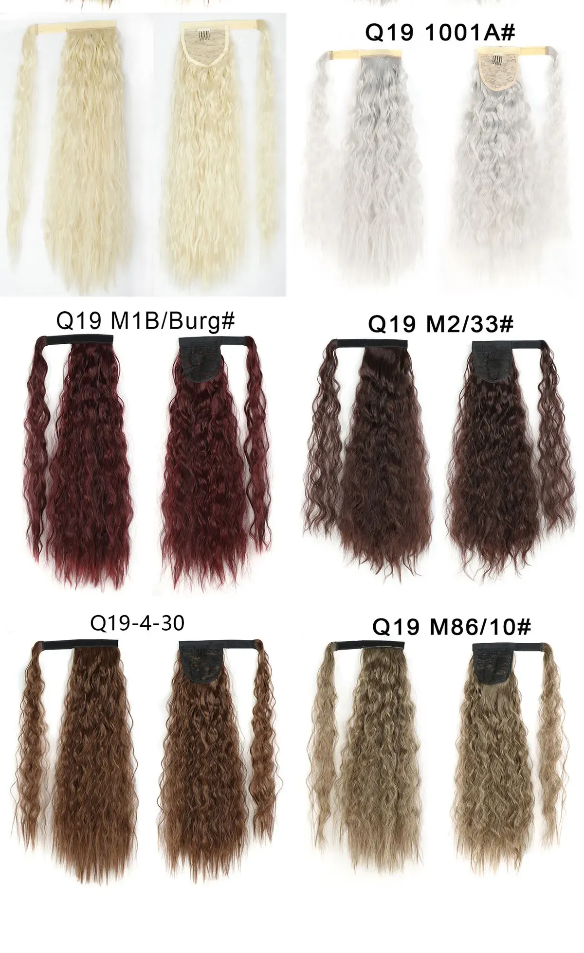 Synthetic Long Corn Wavy Ponytail Hairpiece - Heat Resistant Fiber Clip-On Hair Extension for Women, Ombre Brown Blonde, 22 Inches showcase 10