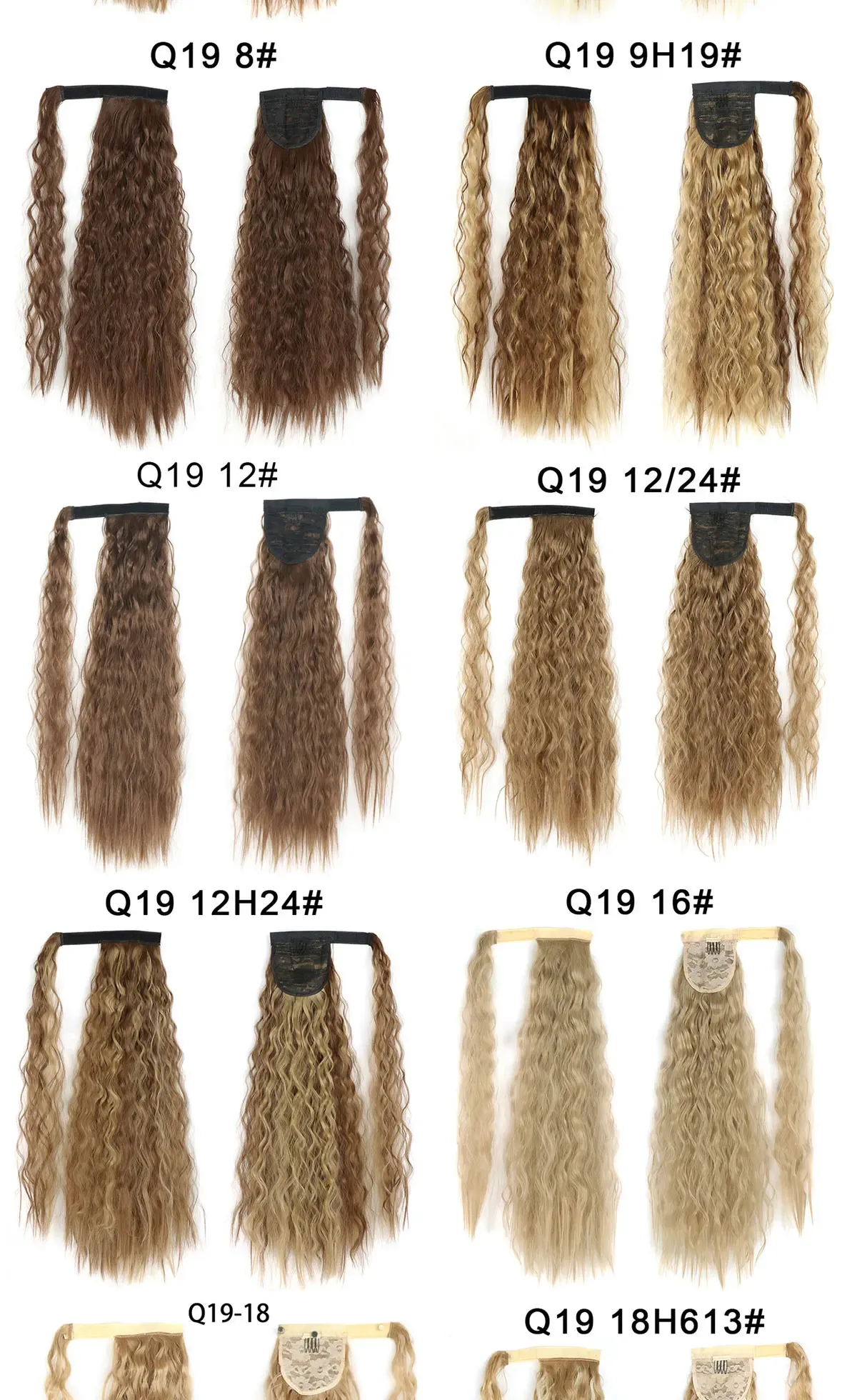 Synthetic Long Corn Wavy Ponytail Hairpiece - Heat Resistant Fiber Clip-On Hair Extension for Women, Ombre Brown Blonde, 22 Inches showcase 7