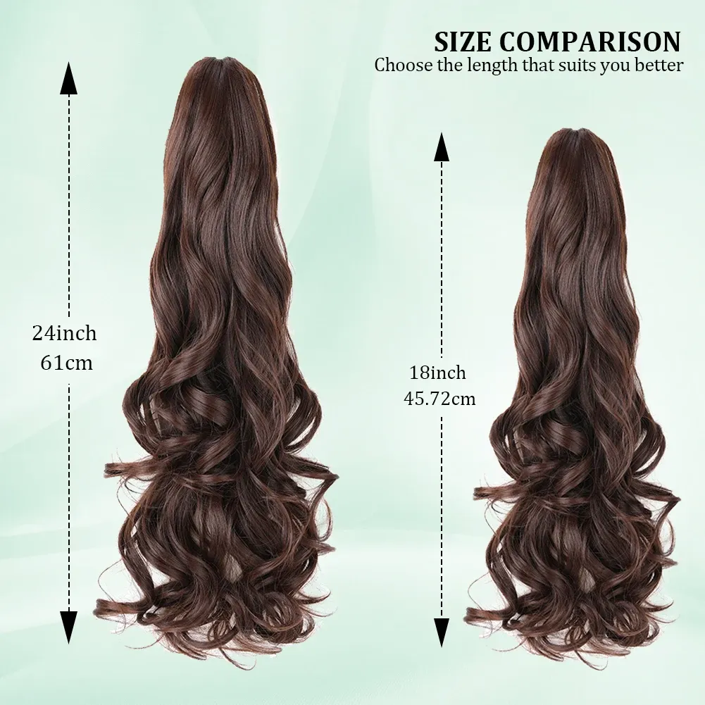 Claw Clip Ponytail Extension - Curly Wavy Synthetic Hairpiece for Women & Girls, 18-24 Inch Long, Easy Clip-in Hair Bun for Instant Style thumbnail 5