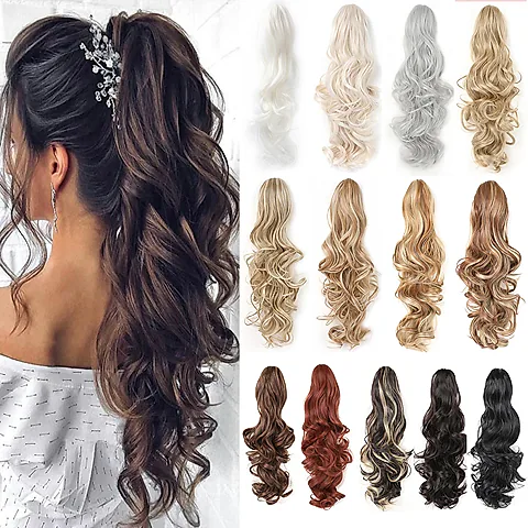 Claw Clip Ponytail Extension - Curly Wavy Synthetic Hairpiece for Women & Girls, 18-24 Inch Long, Easy Clip-in Hair Bun for Instant Style