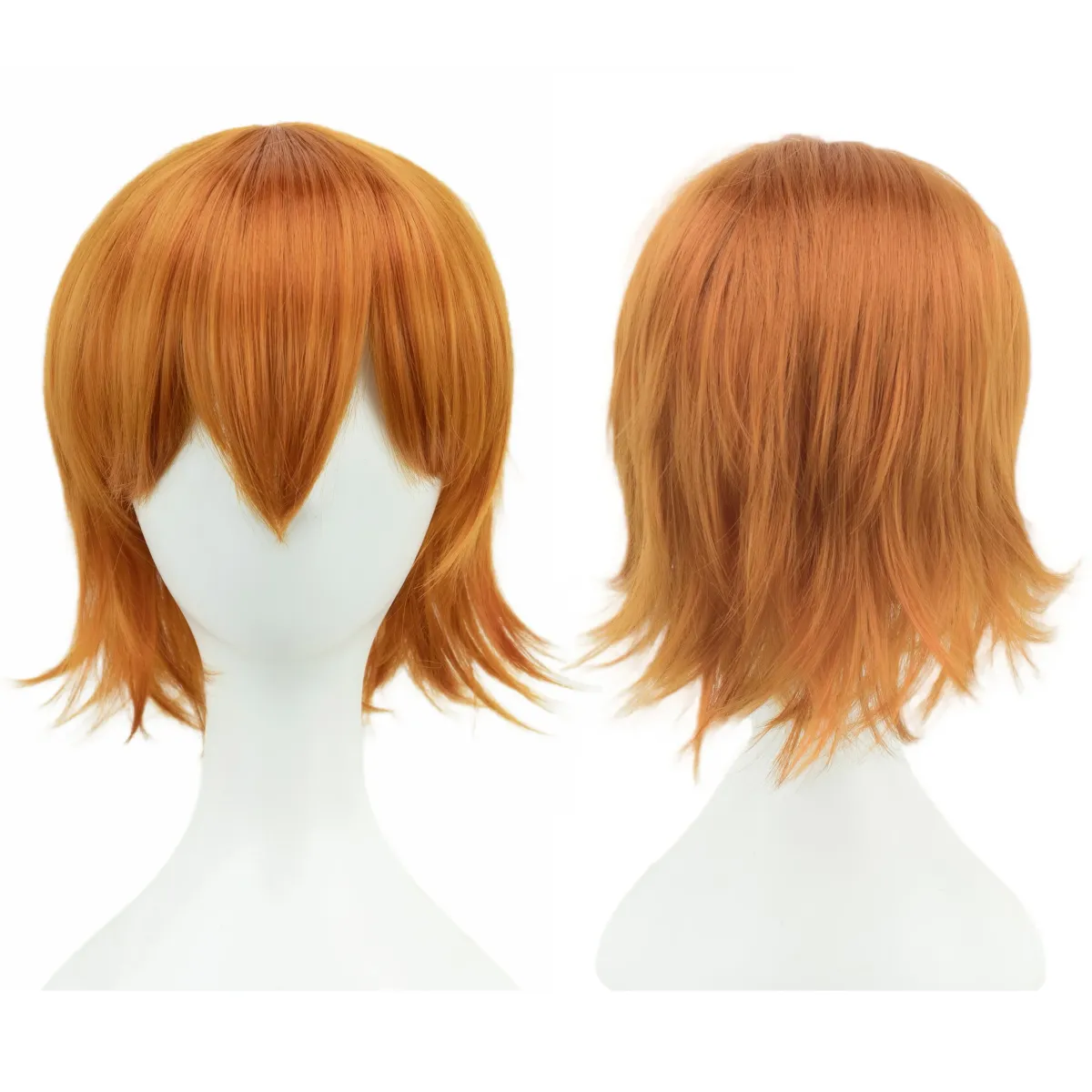 Short Bob Wig with Bangs - Synthetic Heat Resistant Cosplay Hair for Parties, Halloween, Lolita Style - Pink, Blonde, Orange showcase 10
