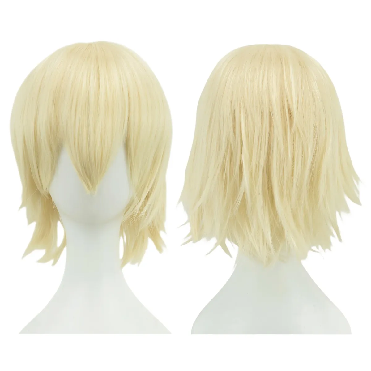 Short Bob Wig with Bangs - Synthetic Heat Resistant Cosplay Hair for Parties, Halloween, Lolita Style - Pink, Blonde, Orange showcase 5
