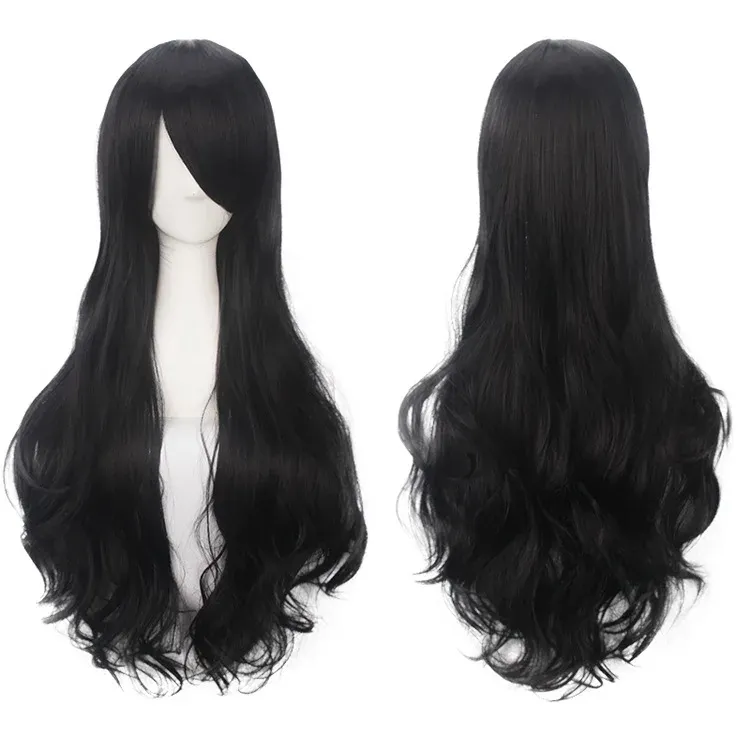 80CM Long Curly Synthetic Cosplay Wig - Heat Resistant Anime Costume Hairpiece with Buckle Net for Parties & Dress Up thumbnail 5