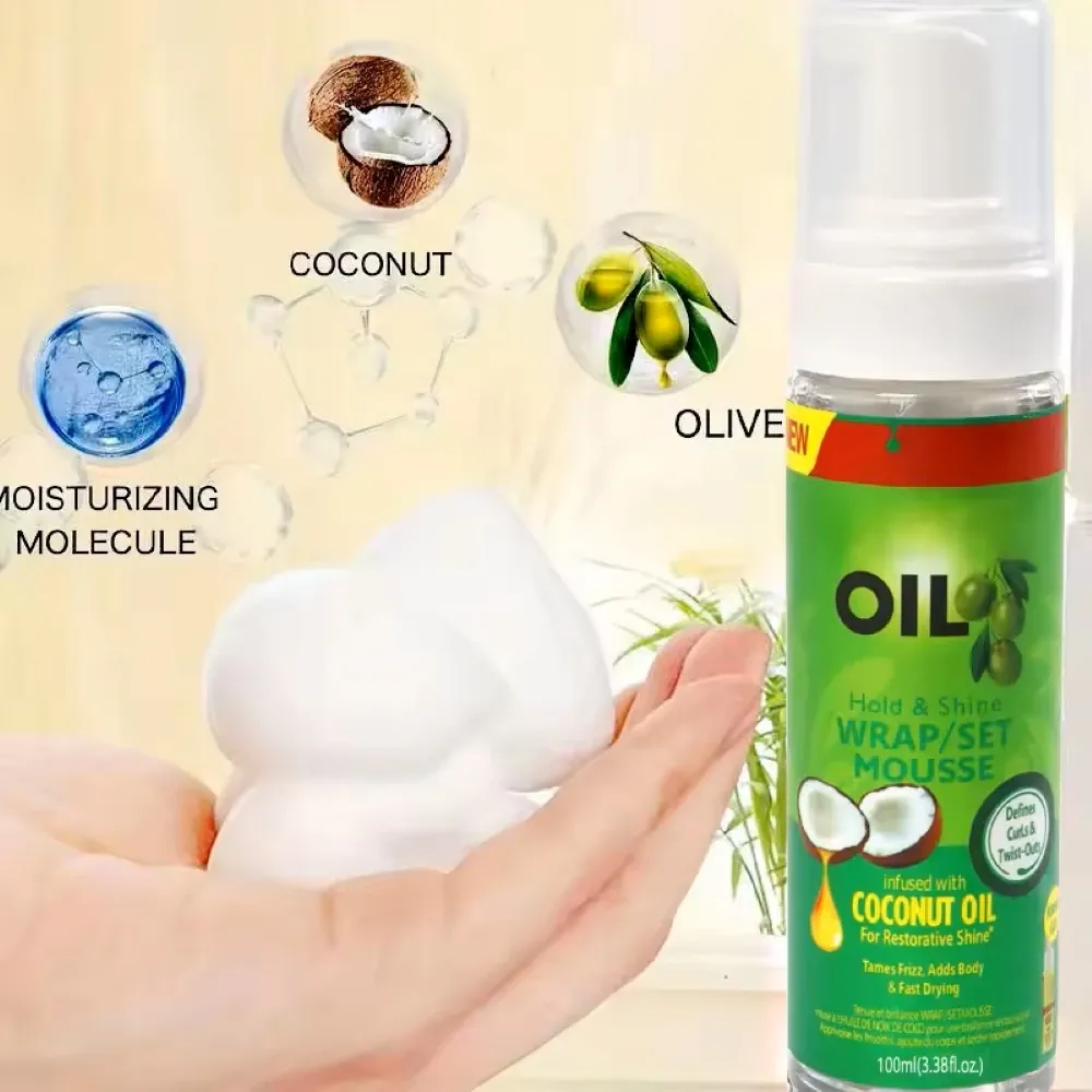 Strong Hold Curly Hair Mousse for Wigs & Natural Hair - 100ml Anti-Frizz Styling Foam with Olive Oil for Women showcase 5