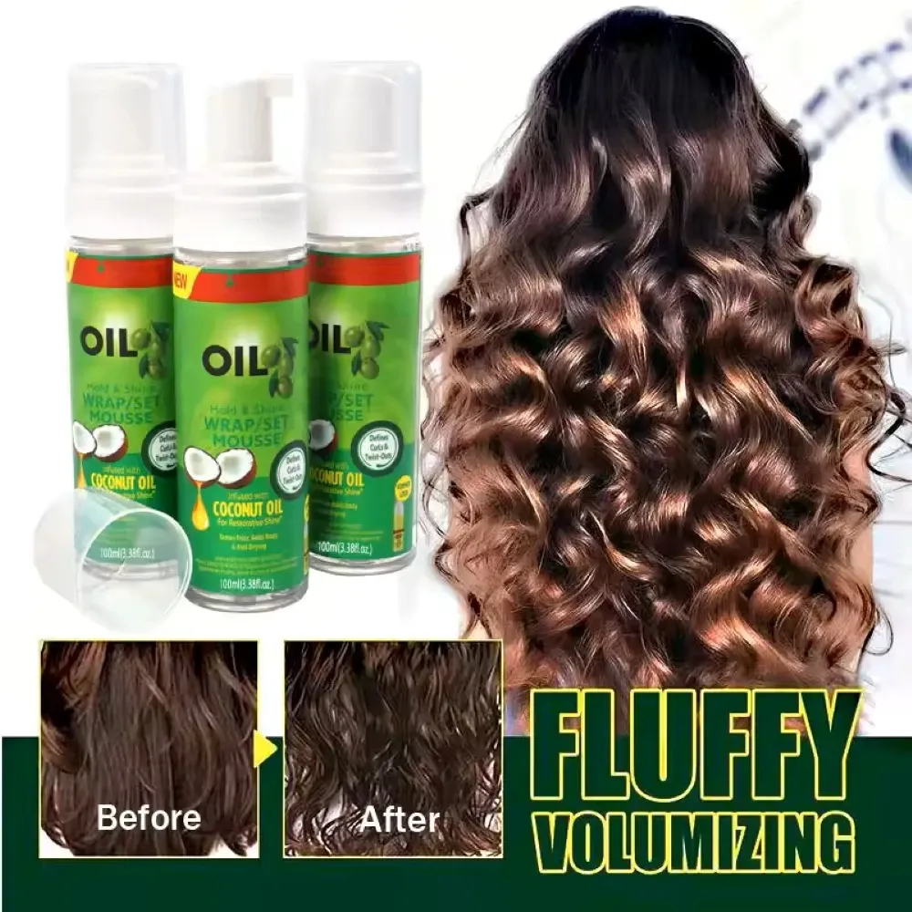 Strong Hold Curly Hair Mousse for Wigs & Natural Hair - 100ml Anti-Frizz Styling Foam with Olive Oil for Women - Image 5