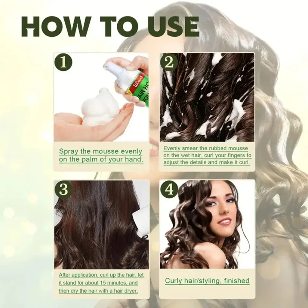 Strong Hold Curly Hair Mousse for Wigs & Natural Hair - Anti-Frizz Styling Foam with Olive Oil, 207ml, Women's Hair Styling Essential - Image 3