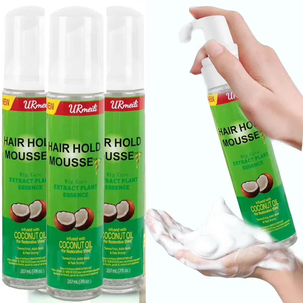 Strong Hold Curly Hair Mousse for Wigs & Natural Hair - Anti-Frizz Styling Foam with Olive Oil, 207ml, Women's Hair Styling Essential