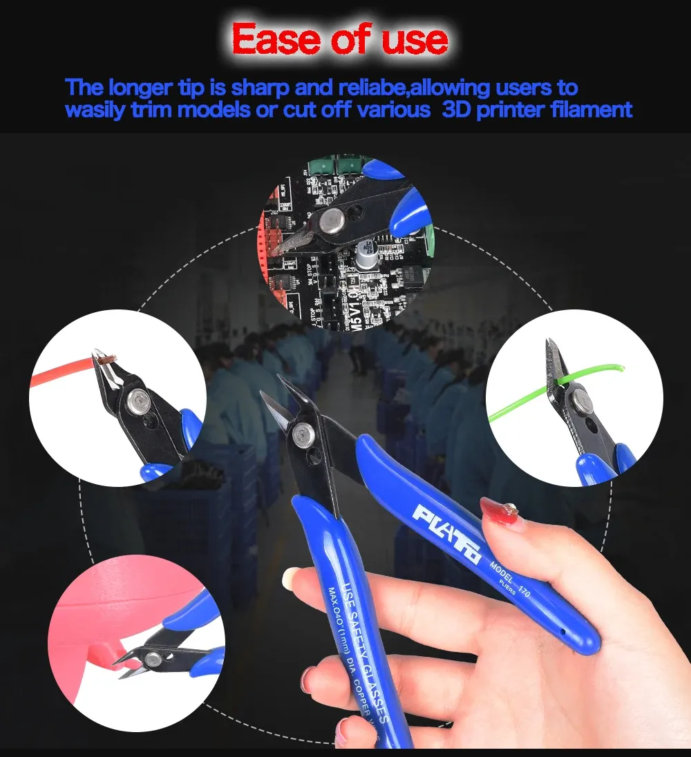 PLATO 170 Electronic Diagonal Pliers - Precision Wire Cutter for DIY Electronics, Model Making, 3D Printer Parts, and Jewelry Crafting - Image 5