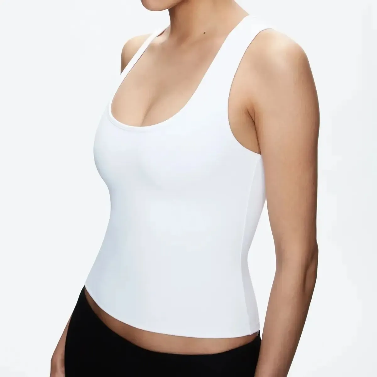 Women's Sexy Camisole Tank Top with Wide Shoulder Straps, Casual Sports Wear, Sueded Stretch Jersey, Close Fit for Daily Use - Image 4