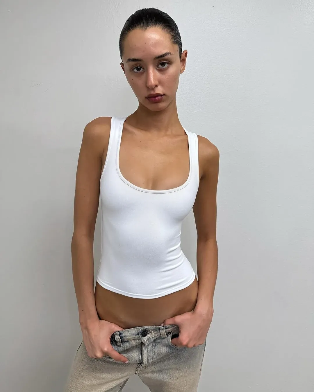 Women's Sexy Camisole Tank Top with Wide Shoulder Straps, Casual Sports Wear, Sueded Stretch Jersey, Close Fit for Daily Use showcase 9