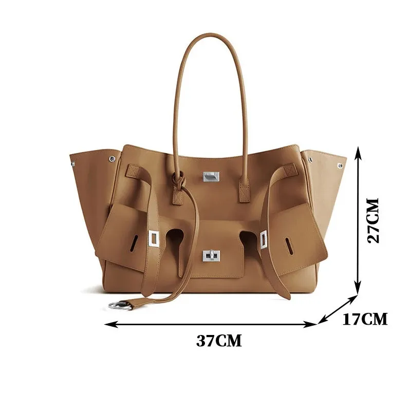 Luxury Rodeo Lock Tote Bag for Women - High-Quality PU Leather Commuter Shoulder Handbag with Large Capacity Storage thumbnail 6