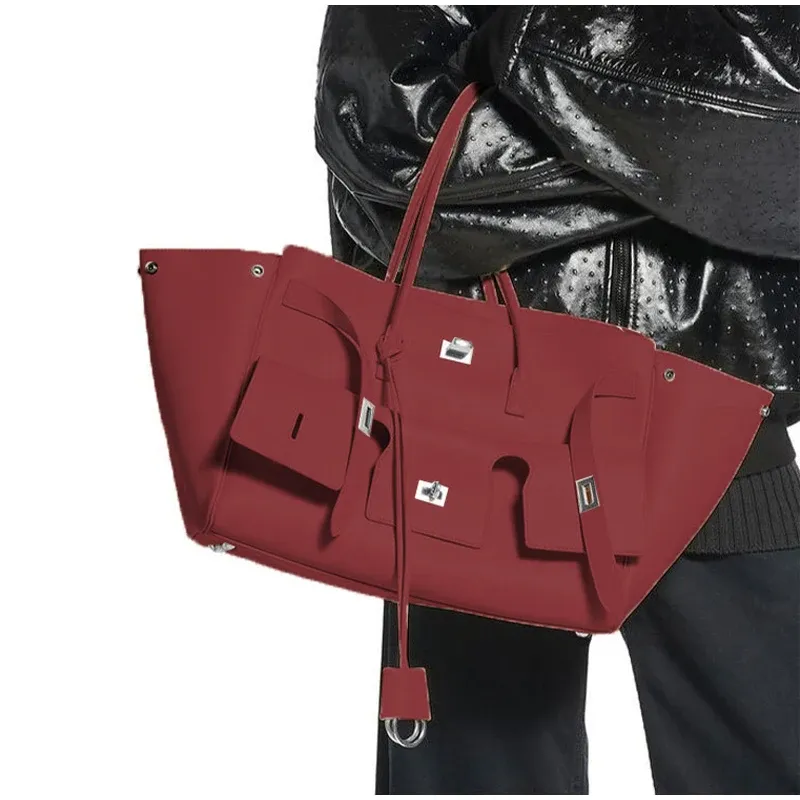 Luxury Rodeo Lock Tote Bag for Women - High-Quality PU Leather Commuter Shoulder Handbag with Large Capacity Storage thumbnail 4