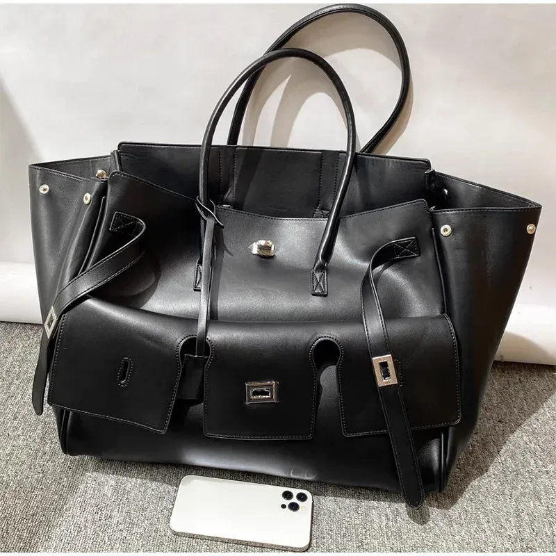 Luxury Rodeo Lock Tote Bag for Women - High-Quality PU Leather Commuter Shoulder Handbag with Large Capacity Storage thumbnail 2