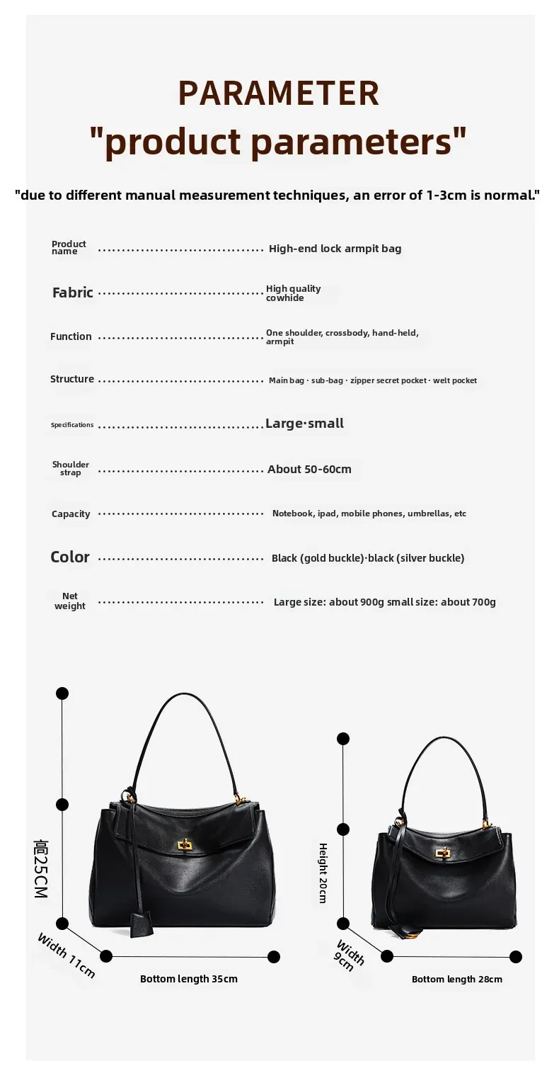 Rodeobag Large Capacity Genuine Leather Women's Underarm Bag with Advanced Lock - Fashionable & Versatile for Daily Use showcase 6