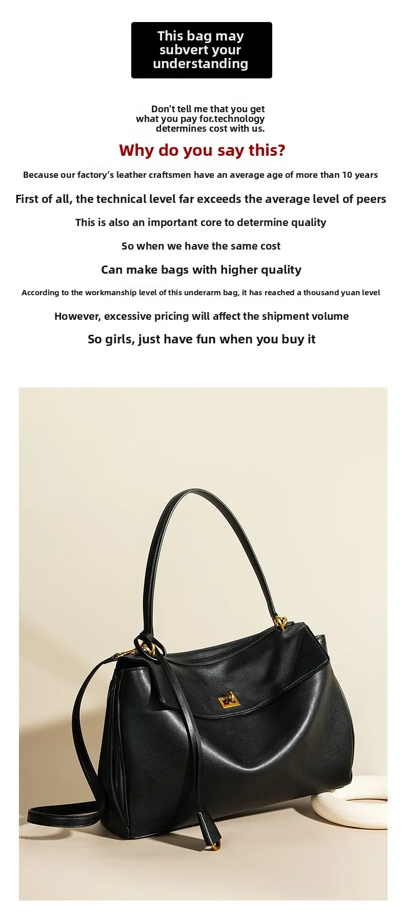 Rodeobag Large Capacity Genuine Leather Women's Underarm Bag with Advanced Lock - Fashionable & Versatile for Daily Use showcase 3