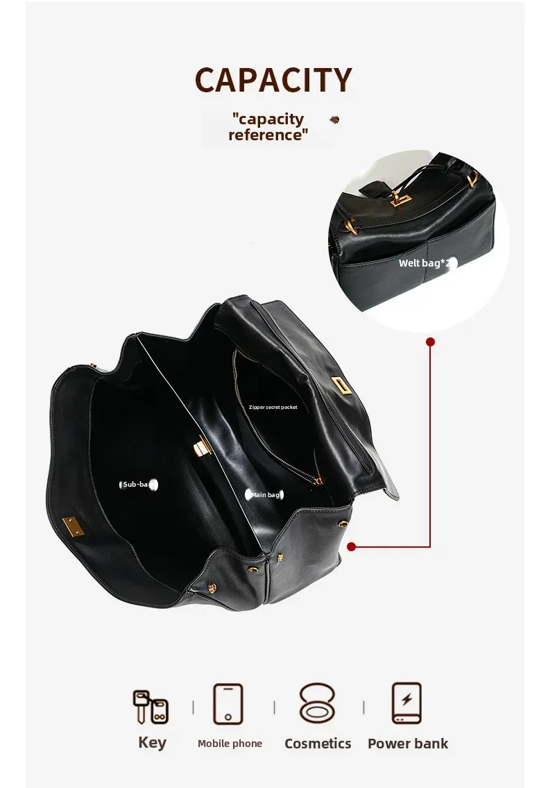 Rodeobag Large Capacity Genuine Leather Women's Underarm Bag with Advanced Lock - Fashionable & Versatile for Daily Use showcase 7