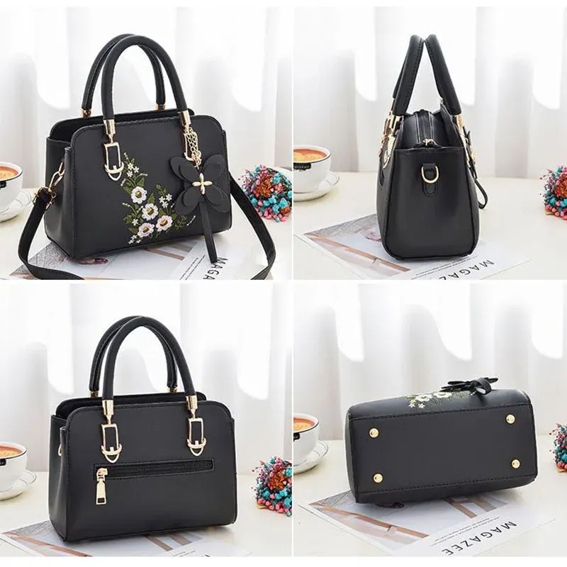 Women's Large Capacity PU Leather Shoulder Bag, Stylish Lychee Pattern Bucket Messenger Bag, Versatile Portable Handbag for Ladies thumbnail 4