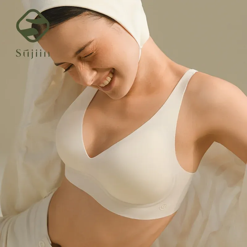 SUJIIN Women's Sexy Seamless Wireless Bra - Push Up Padded Bralette with Invisible Lift V Neck, Soft Support for Everyday Comfort thumbnail 1