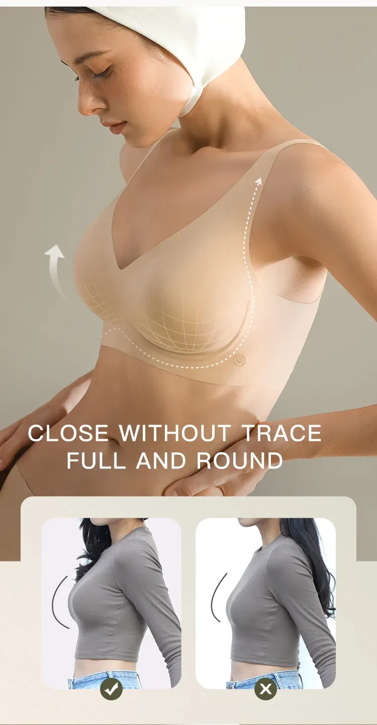 SUJIIN Women's Sexy Seamless Wireless Bra - Push Up Padded Bralette with Invisible Lift V Neck, Soft Support for Everyday Comfort showcase 18