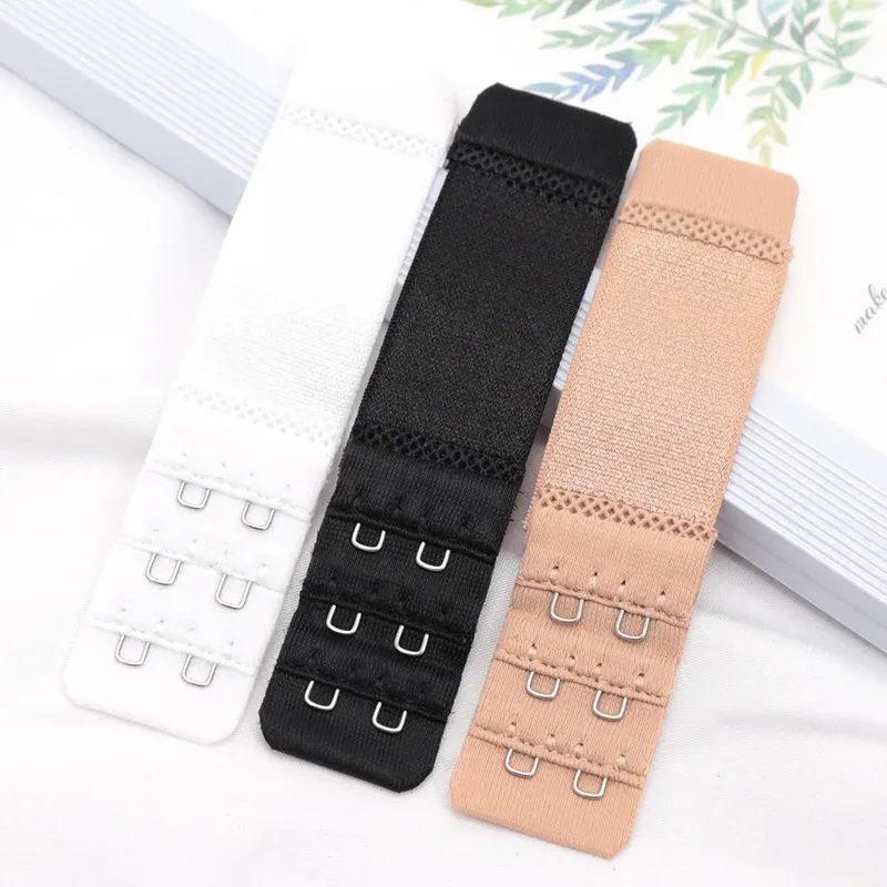 3pcs Women's 2 Hook Bra Extender Straps - Adjustable Nylon Elastic Belt Buckle Extenders for Comfort & Fit - Image 1