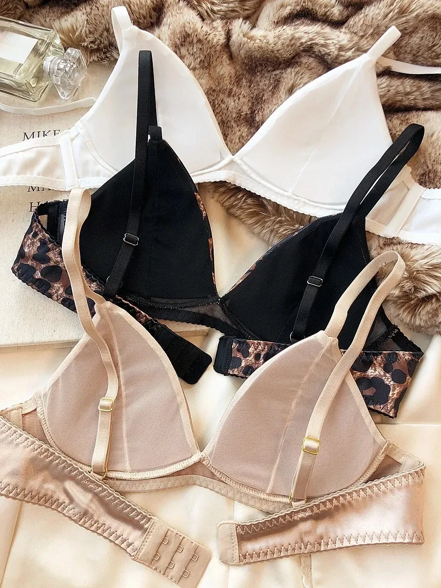 Women's Sexy Silken Triangle Cup Wireless Bra & Thong Lingerie Set - Seamless Bralette Intimates for Summer Comfort thumbnail 2
