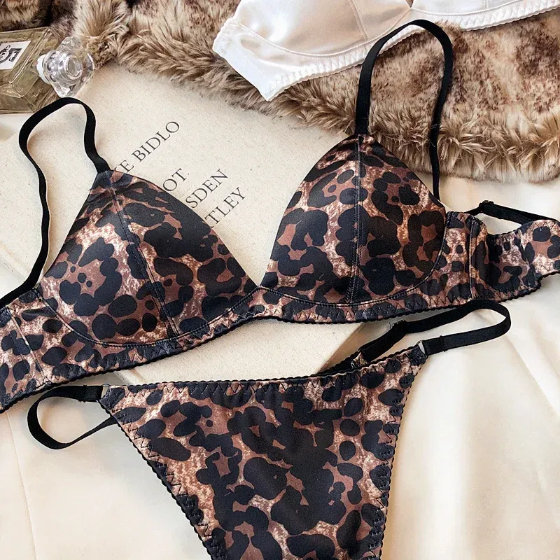 Women's Sexy Silken Triangle Cup Wireless Bra & Thong Lingerie Set - Seamless Bralette Intimates for Summer Comfort showcase 10