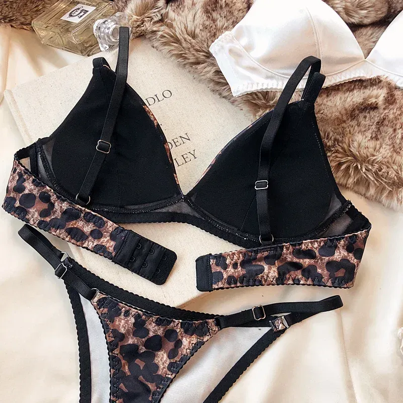 Women's Sexy Silken Triangle Cup Wireless Bra & Thong Lingerie Set - Seamless Bralette Intimates for Summer Comfort showcase 11