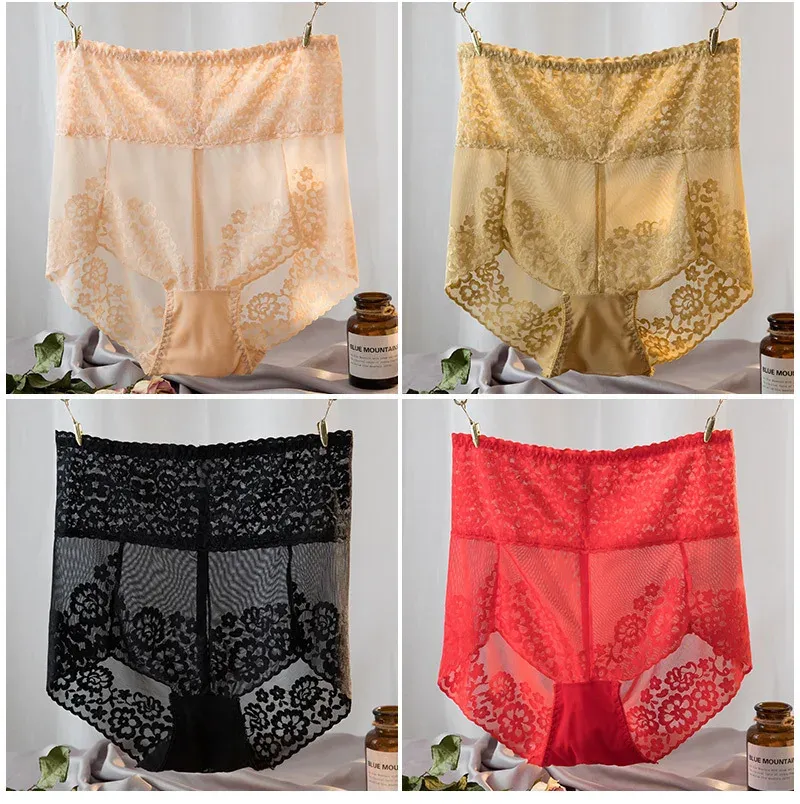 Women's High Waist Lace Panties Plus Size Tummy Control Butt Lifter Briefs Sexy Mesh Girdle Underwear for Comfort and Shape showcase 10