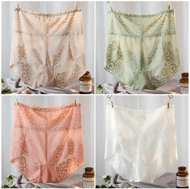 Women's High Waist Lace Panties Plus Size Tummy Control Butt Lifter Briefs Sexy Mesh Girdle Underwear for Comfort and Shape showcase 9