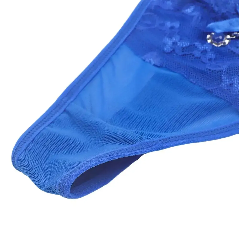 Women's Sexy Lace Thong Panties with Pearl Pendant, Adjustable G-String T-Back Briefs, Comfortable Embroidery Lingerie for Ladies showcase 13