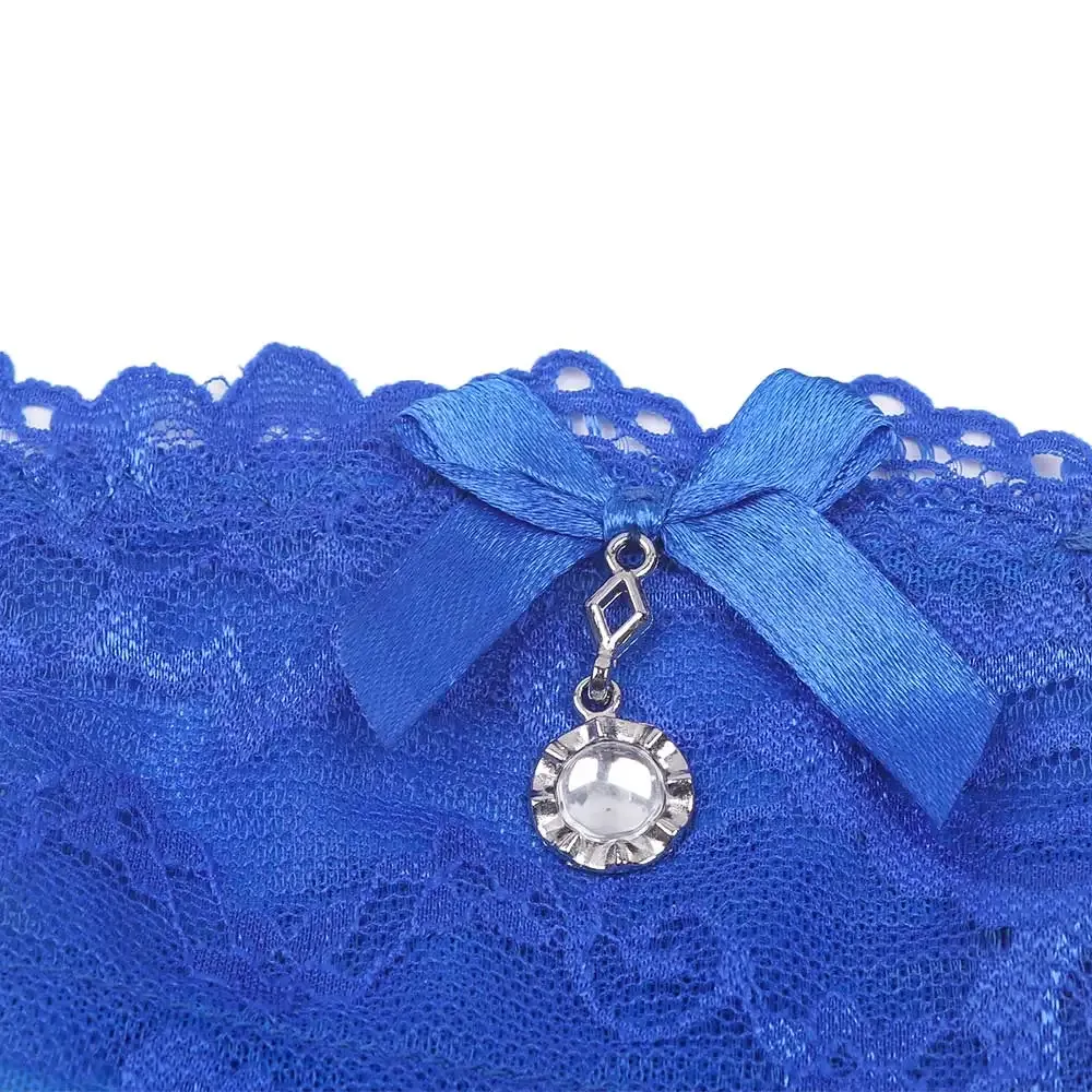 Women's Sexy Lace Thong Panties with Pearl Pendant, Adjustable G-String T-Back Briefs, Comfortable Embroidery Lingerie for Ladies showcase 15