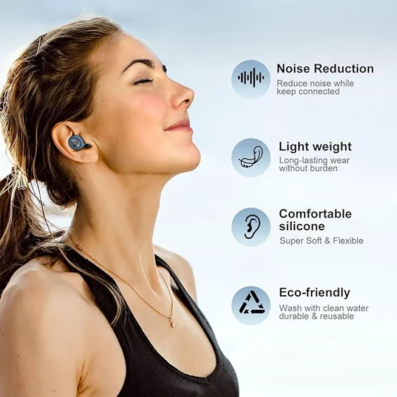 Silicone Ear Plugs for Sleeping & Swimming - Noise Reduction Waterproof Earbuds with Storage Bag, Reusable & Comfortable for Travel, Study, and Rest - Image 6