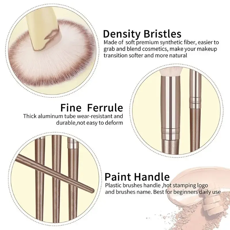 Professional 3-20PCS Makeup Brush Set for Women - Soft Fluffy Nylon Kabuki Foundation, Eyeshadow, Concealer, Blending, Blush Beauty Tools with ABS Plastic Handles - Image 4