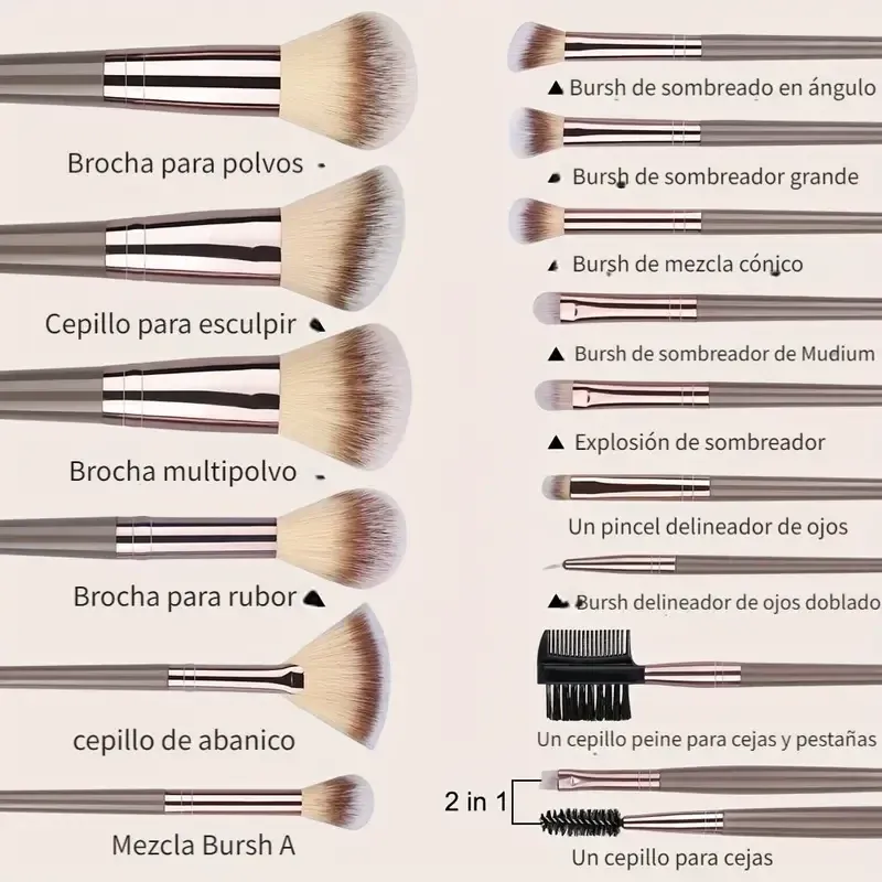 Professional 3-20PCS Makeup Brush Set for Women - Soft Fluffy Nylon Kabuki Foundation, Eyeshadow, Concealer, Blending, Blush Beauty Tools with ABS Plastic Handles - Image 3