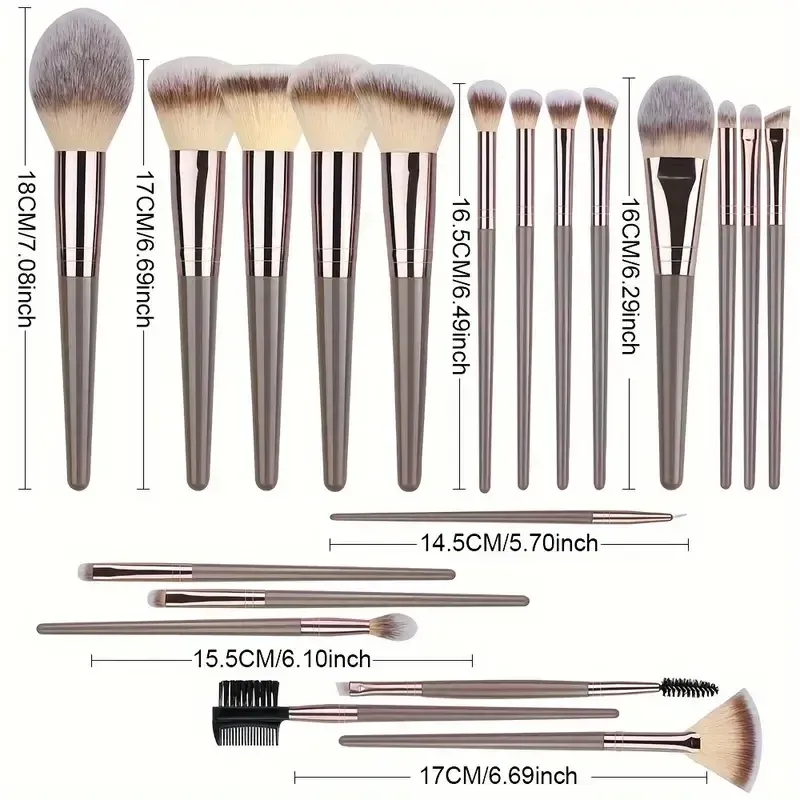 Professional 3-20PCS Makeup Brush Set for Women - Soft Fluffy Nylon Kabuki Foundation, Eyeshadow, Concealer, Blending, Blush Beauty Tools with ABS Plastic Handles showcase 1