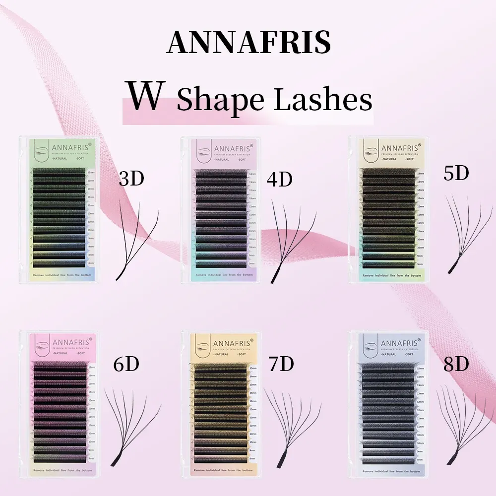 ANNAFRIS Premade Volume Fan YY 3D 4D 5D W-Shaped Eyelash Extensions - Natural Soft Full Dense Mink Lashes for Professional Salon Use