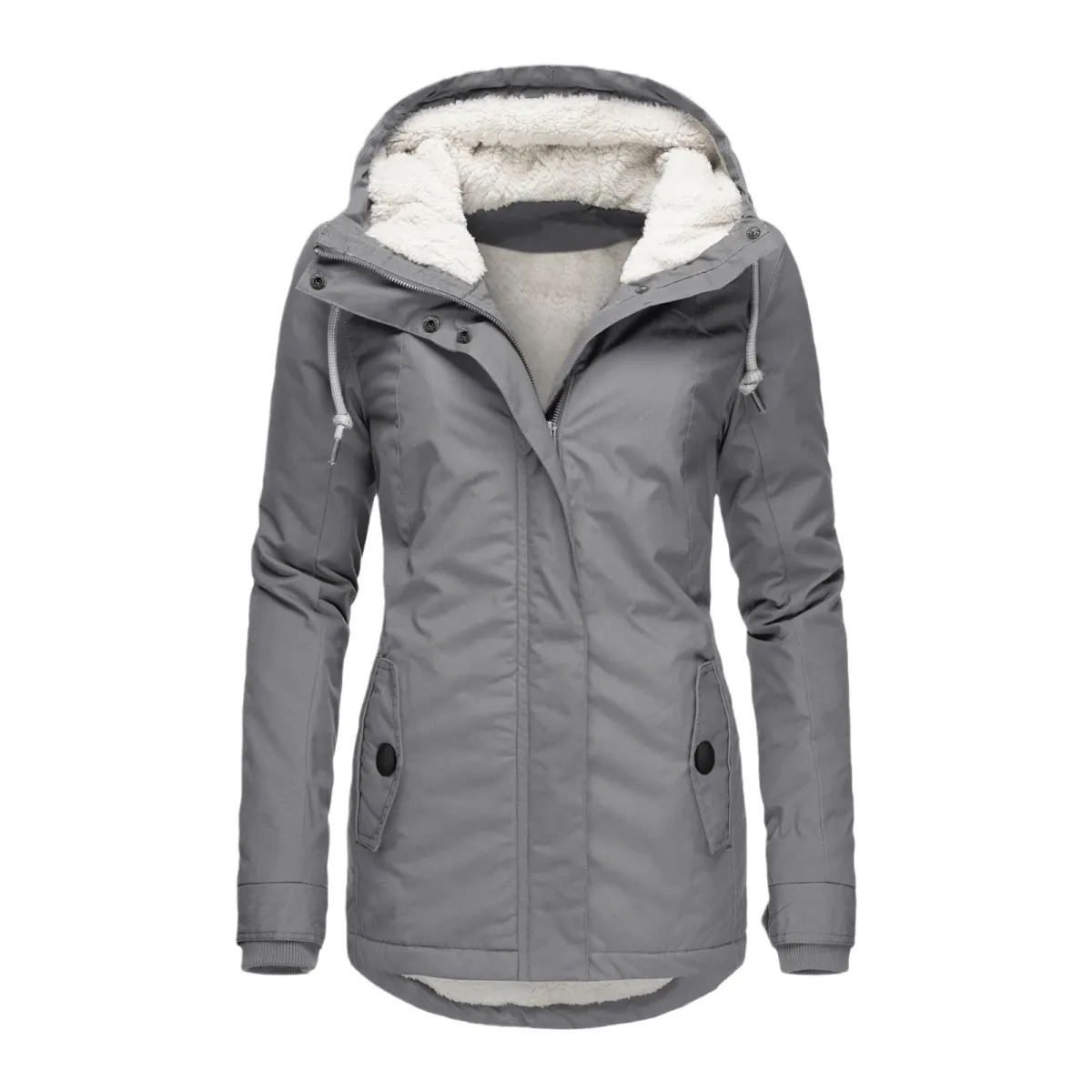 Women's Winter Faux Fur Hooded Jacket Coat - Long Sleeve Warm Velvet Parka for Fashionable Ladies showcase 9