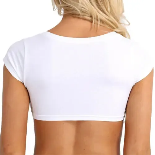 Women's Sexy Solid Crop Tank Top - Harajuku Korean Style Short Sleeve Club Party Summer Vest showcase 5