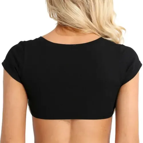 Women's Sexy Solid Crop Tank Top - Harajuku Korean Style Short Sleeve Club Party Summer Vest showcase 7