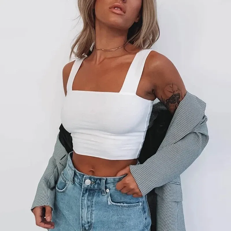 Women's Square Neck Sleeveless Crop Top - Sexy Backless Cami Tank Shirt for Summer Casual Wear - Image 2